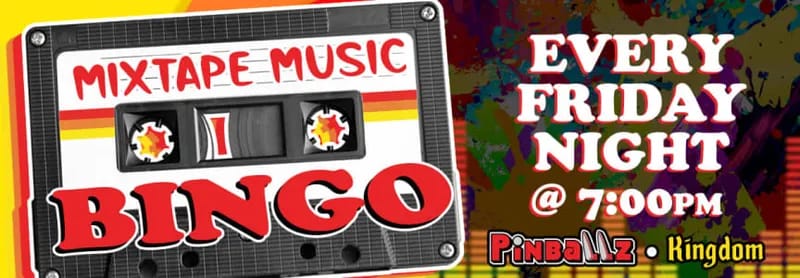 listing Mixtape Music Bingo at Pinballz Kingdom