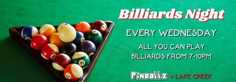 listing Billiards Night at Pinballz Lake Creek
